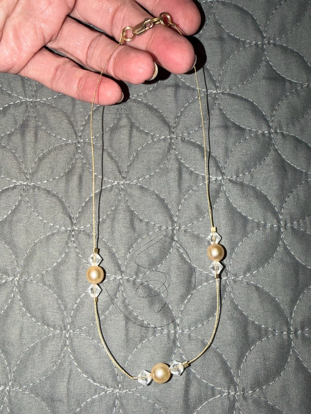 Delicate Gold Pearl Station Necklace - Cream Pearls. MUST BE BUNDLED